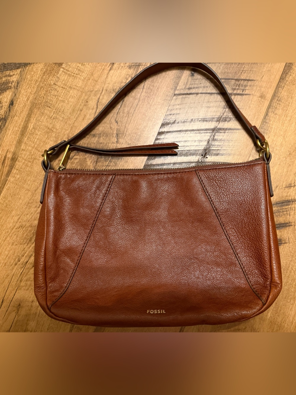 Fossil Cognac Leather Shoulder Bag